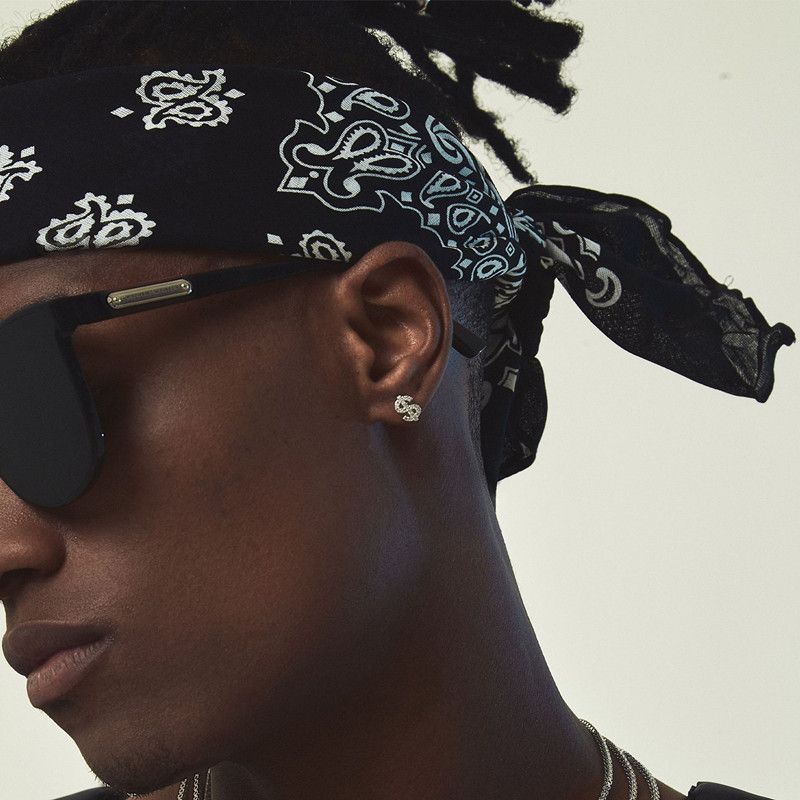 New Full Zirconia Gothic Earrings With Dollar Shape For Women And Men, High-end Hip-hop Fashion Nut Earrings,Jewelry Gift For