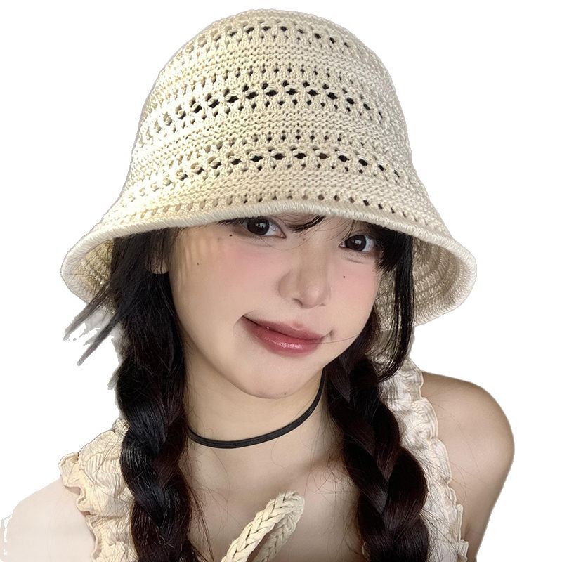 Fashionable Wide Wing Cube Summer Hat For Women, Slipped Breathable Crochet Sun Hat, Versatile Casual Outdoor