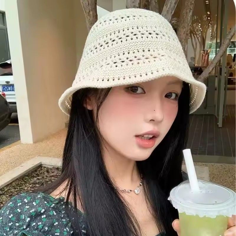 Fashionable Wide Wing Cube Summer Hat For Women, Slipped Breathable Crochet Sun Hat, Versatile Casual Outdoor