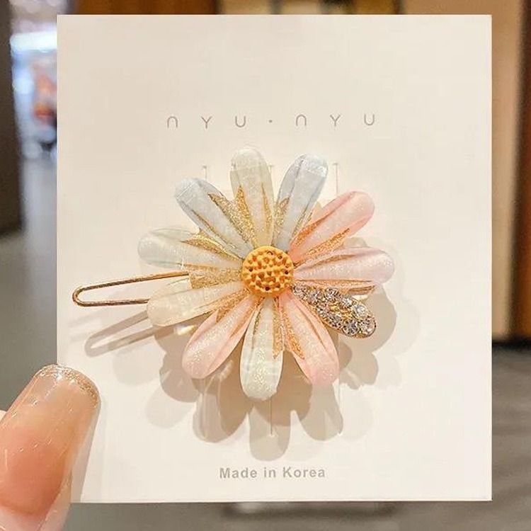 4pcs Imitation Diamond Pearl Fork for Girl, Bright Flower Side Pins, Heart Hair Clips, Cute Accessories A-2145