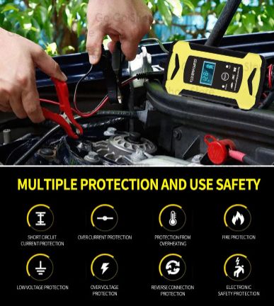 1PC 12v Charger intelligent Pulse Lead-acid Battery Charger 12v6A Motorcycle Battery car Battery Charger