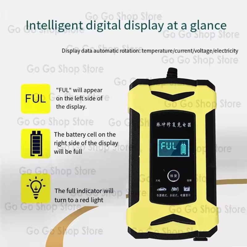 1PC 12v Charger intelligent Pulse Lead-acid Battery Charger 12v6A Motorcycle Battery car Battery Charger