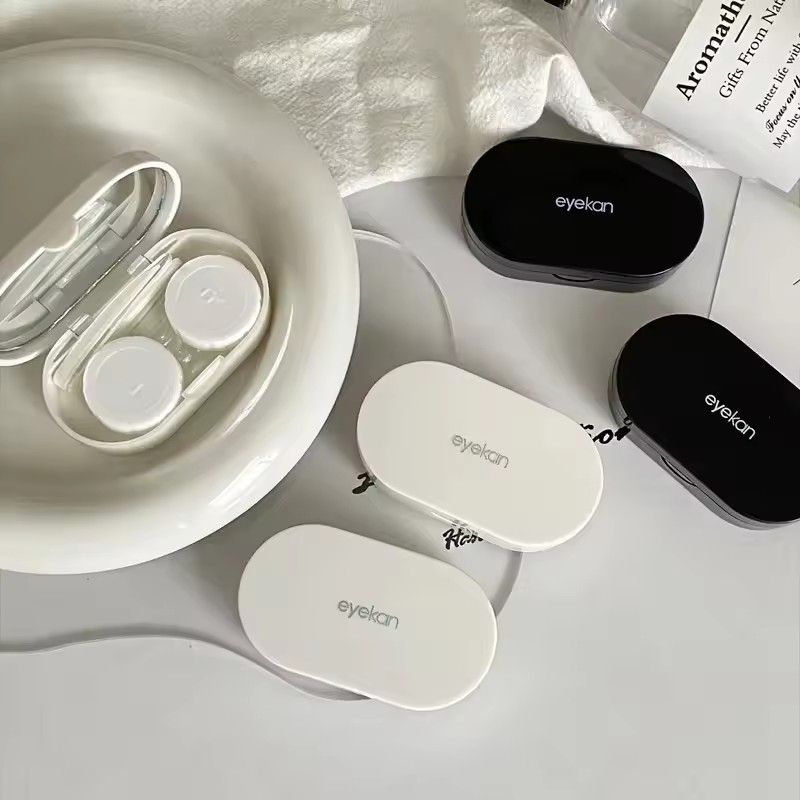 Leak-resistant Contact Lens Case, Black and White Glasses Case, Container, Complementary Contact Lens Case, Portable Eye Care