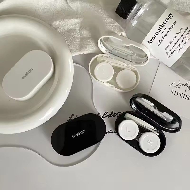 Leak-resistant Contact Lens Case, Black and White Glasses Case, Container, Complementary Contact Lens Case, Portable Eye Care