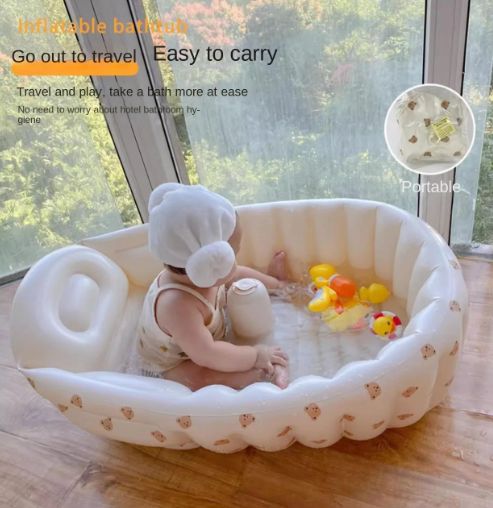 1pc Cartoon Inflatable Bathtub for Kids, Portable Baby Tub, Shower Products for Indoor Pool, Newborn Bath