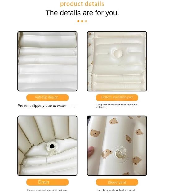 1pc Cartoon Inflatable Bathtub for Kids, Portable Baby Tub, Shower Products for Indoor Pool, Newborn Bath