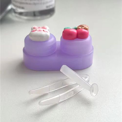1pc Simple Plastic Contact Glasses Case, Portable Cartoon Myopia Companion Case, Travel Cosmetic Contact Lens Case