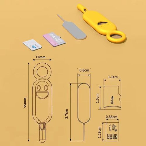 2-in-1 SIM Card Extraction Needle Pin with Protector Holder, SIM Card Storage Case, Anti-Loss Phone, Ejector Tray, Needle Opener