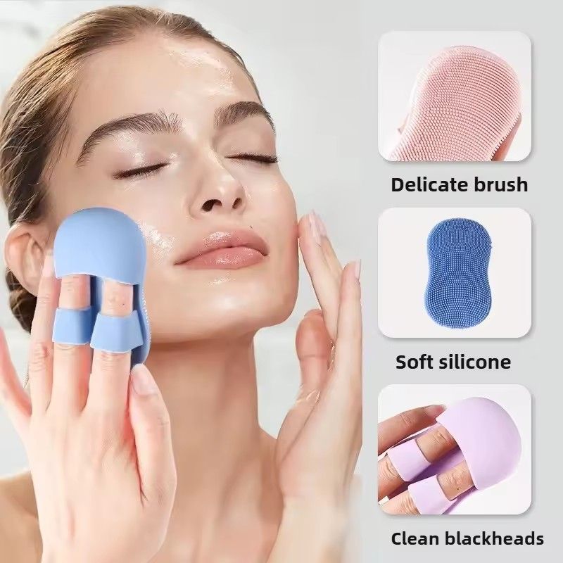 3pcs Soft Silicone Facial Cleansing Brush, Facial Exfoliant, Acne & Acne Removal, Facial Cleanser, Manual Facial Cleansing Brush