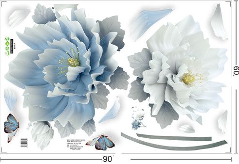 1pc Vintage Flower Living Room TV Wall Background Wall Sticker Bedroom Wall Decoration Sticker Wallpaper Self-adhesive