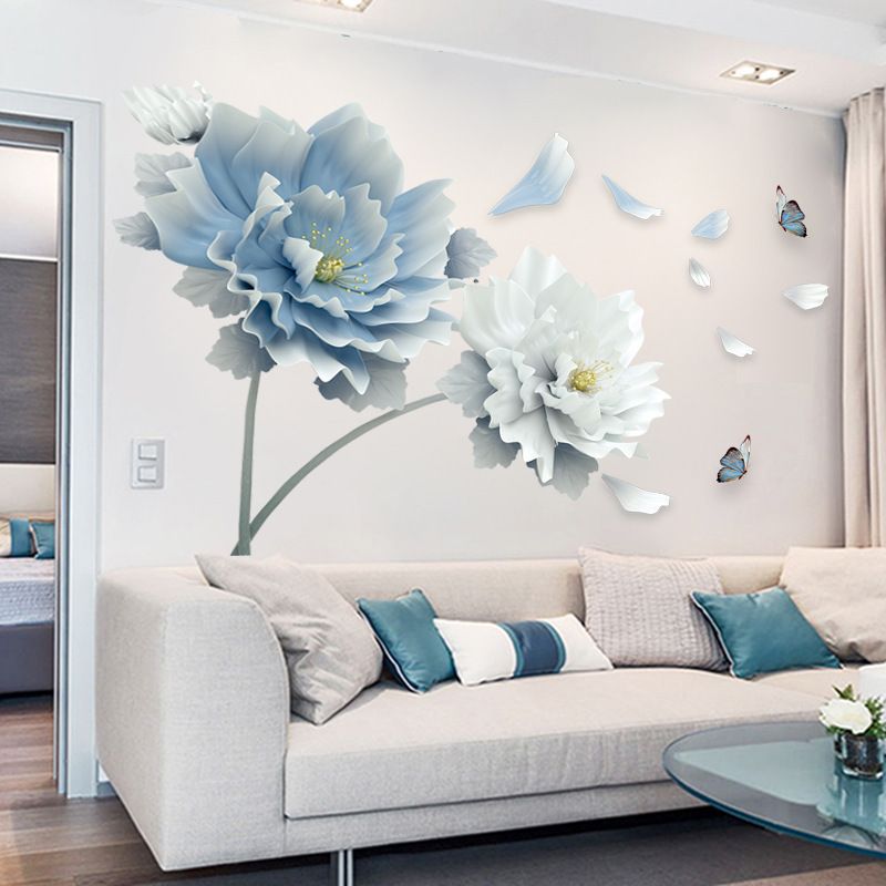 1pc Vintage Flower Living Room TV Wall Background Wall Sticker Bedroom Wall Decoration Sticker Wallpaper Self-adhesive