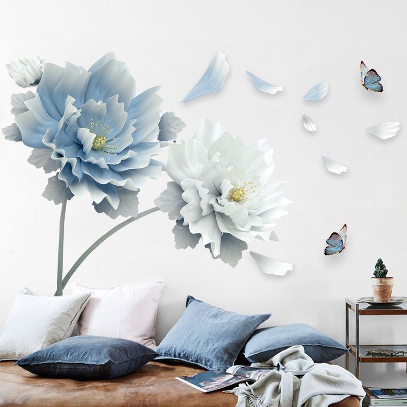 1pc Vintage Flower Living Room TV Wall Background Wall Sticker Bedroom Wall Decoration Sticker Wallpaper Self-adhesive