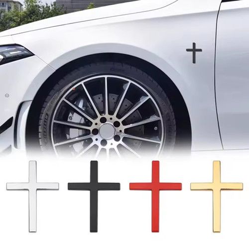1pc New Car Stickers, 3D Metal Cross Sticker for Car, Custom Universal Emblem for Body, Car Accessories, Bumper Badge
