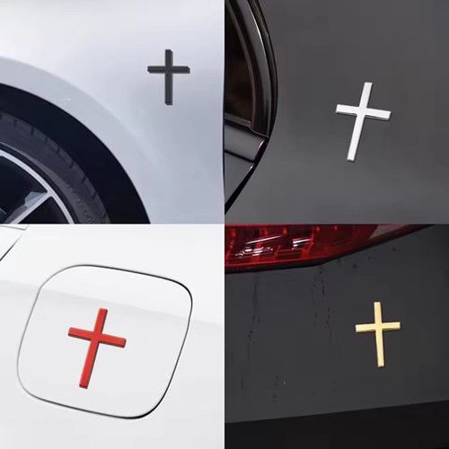 1pc New Car Stickers, 3D Metal Cross Sticker for Car, Custom Universal Emblem for Body, Car Accessories, Bumper Badge