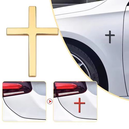 1pc New Car Stickers, 3D Metal Cross Sticker for Car, Custom Universal Emblem for Body, Car Accessories, Bumper Badge