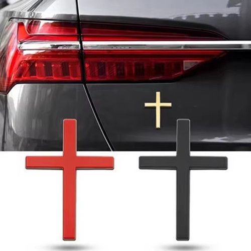 1pc New Car Stickers, 3D Metal Cross Sticker for Car, Custom Universal Emblem for Body, Car Accessories, Bumper Badge