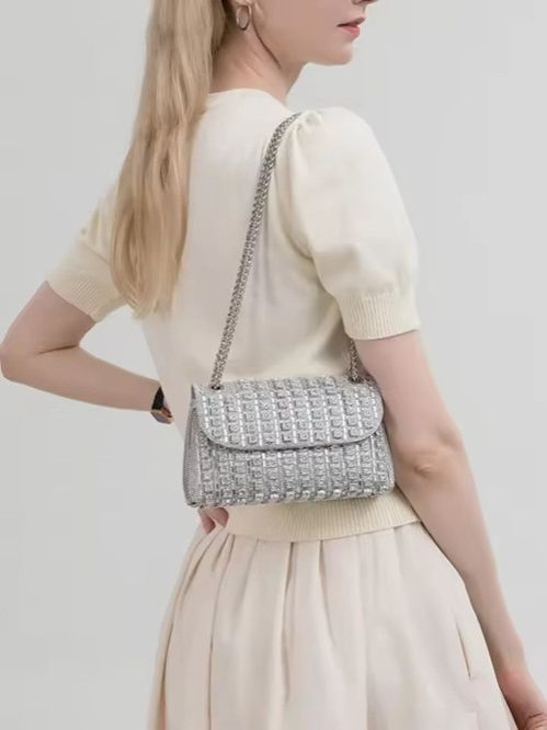 Luxury Handbags For Women, Stylish Shiny Shoulder Bag With Chain, Night Handbag For Female Party