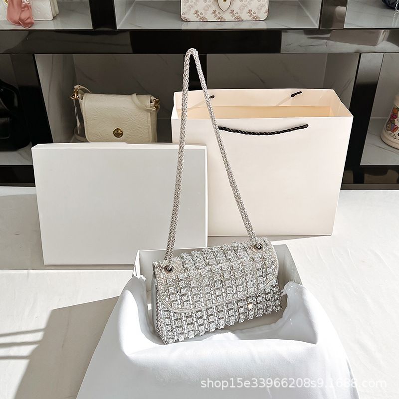 Luxury Handbags For Women, Stylish Shiny Shoulder Bag With Chain, Night Handbag For Female Party