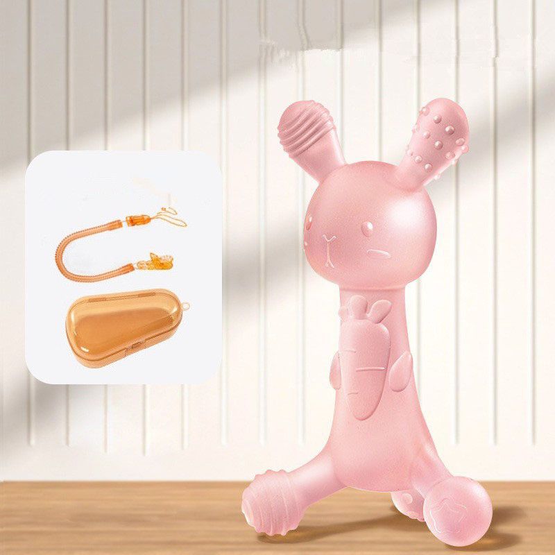Radish Rabbit Tooth Gum Baby Grinding Rod, Baby Food Grade Silicone Liquid Bite Adhesive Toy, Anti Eating Hand Tool Soothing