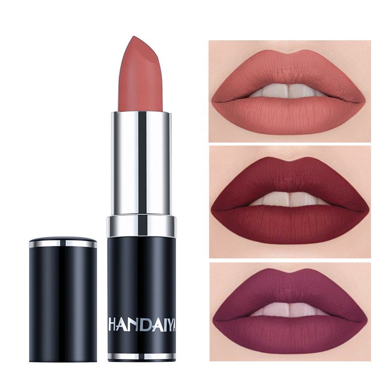 1pc HANDAIYAN 12 Colors Matte Velvet Lipstick Waterproof Long Lasting Non-stick Cup Don't Drop Color Lipstick