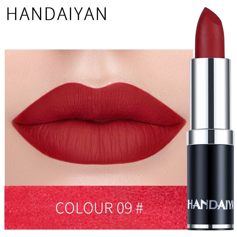 1pc HANDAIYAN 12 Colors Matte Velvet Lipstick Waterproof Long Lasting Non-stick Cup Don't Drop Color Lipstick