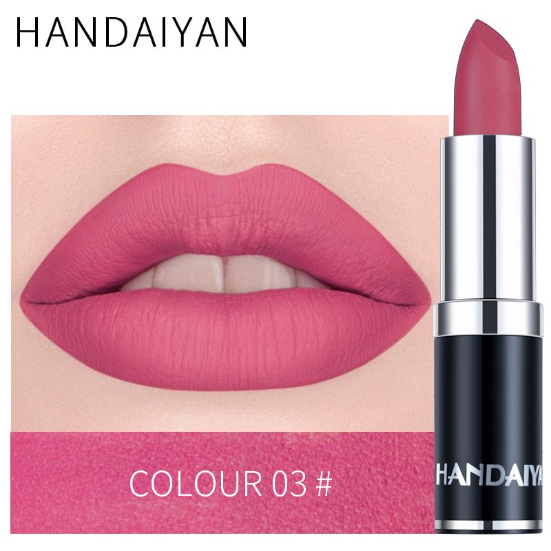 1pc HANDAIYAN 12 Colors Matte Velvet Lipstick Waterproof Long Lasting Non-stick Cup Don't Drop Color Lipstick