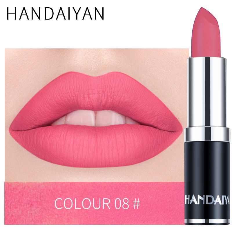 1pc HANDAIYAN 12 Colors Matte Velvet Lipstick Waterproof Long Lasting Non-stick Cup Don't Drop Color Lipstick