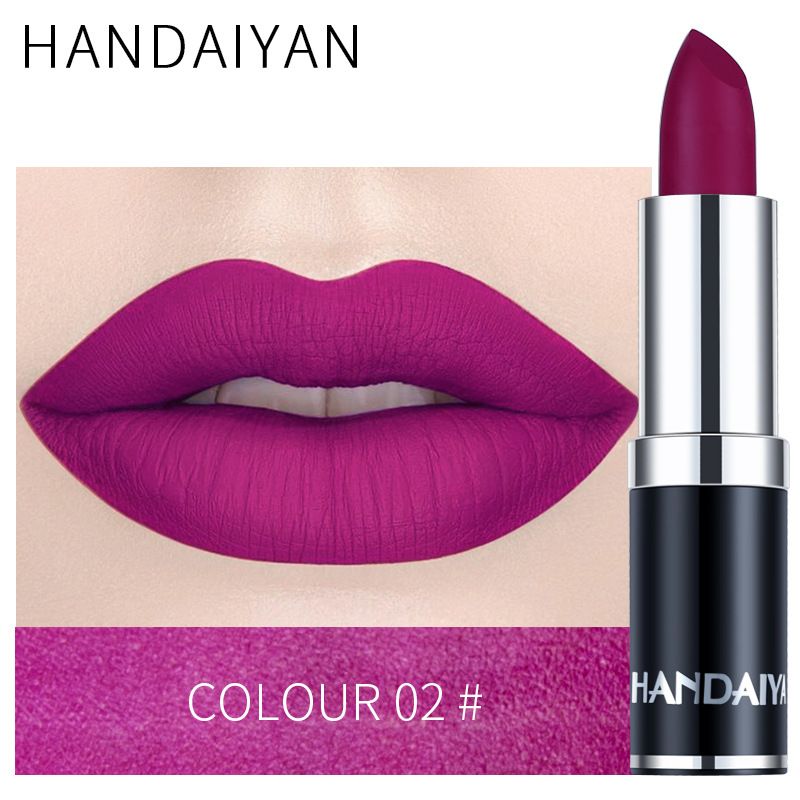 1pc HANDAIYAN 12 Colors Matte Velvet Lipstick Waterproof Long Lasting Non-stick Cup Don't Drop Color Lipstick