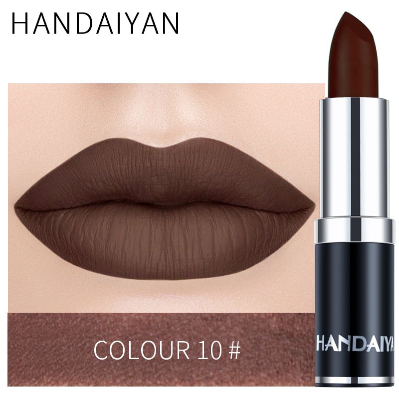 1pc HANDAIYAN 12 Colors Matte Velvet Lipstick Waterproof Long Lasting Non-stick Cup Don't Drop Color Lipstick
