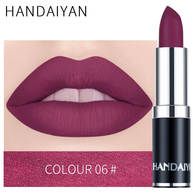 1pc HANDAIYAN 12 Colors Matte Velvet Lipstick Waterproof Long Lasting Non-stick Cup Don't Drop Color Lipstick