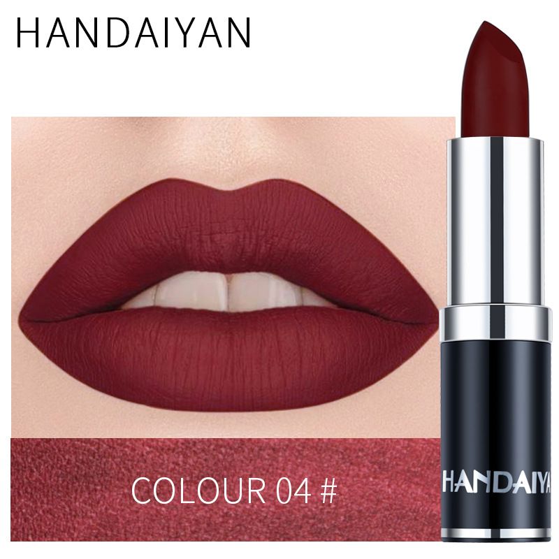 1pc HANDAIYAN 12 Colors Matte Velvet Lipstick Waterproof Long Lasting Non-stick Cup Don't Drop Color Lipstick