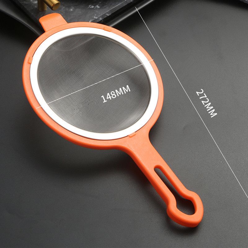 304 Stainless Steel Thin Mesh Strainer, Foaming Hook, Plastic Handle, Soy Milk Juice Strainer For Home, Fried Filter