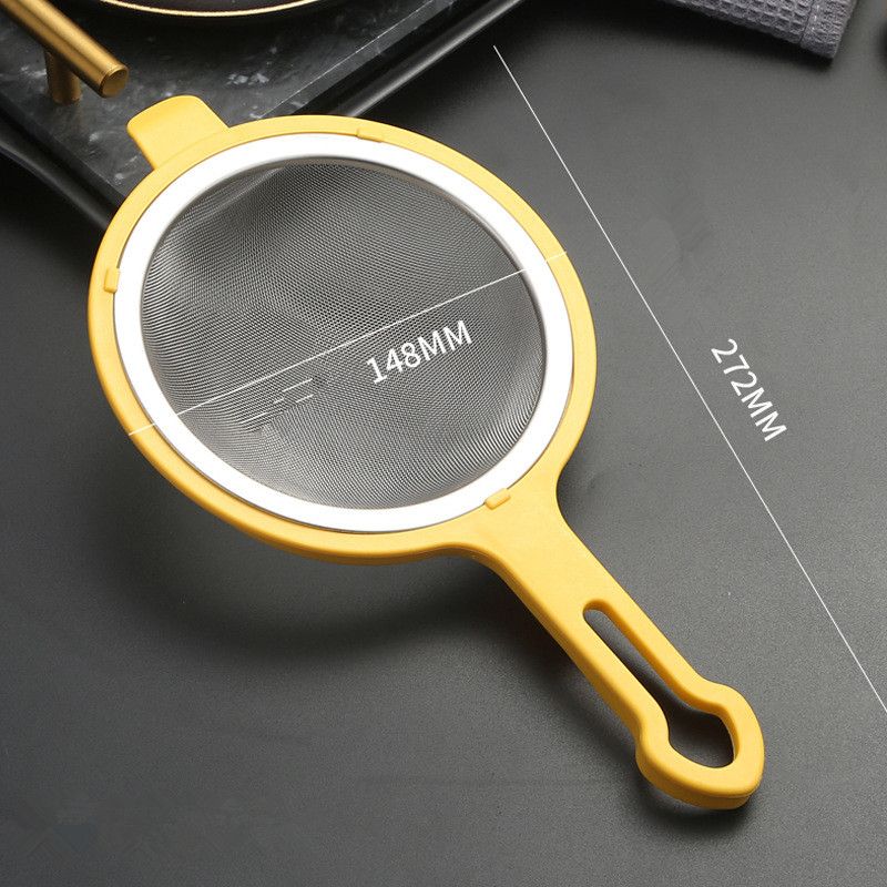 304 Stainless Steel Thin Mesh Strainer, Foaming Hook, Plastic Handle, Soy Milk Juice Strainer For Home, Fried Filter