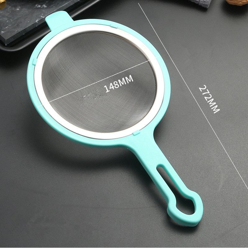 304 Stainless Steel Thin Mesh Strainer, Foaming Hook, Plastic Handle, Soy Milk Juice Strainer For Home, Fried Filter