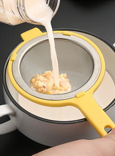 304 Stainless Steel Thin Mesh Strainer, Foaming Hook, Plastic Handle, Soy Milk Juice Strainer For Home, Fried Filter