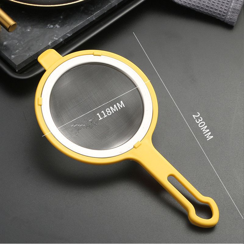 304 Stainless Steel Thin Mesh Strainer, Foaming Hook, Plastic Handle, Soy Milk Juice Strainer For Home, Fried Filter