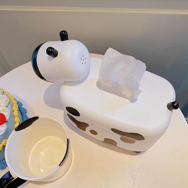 2 In 1 Tissue Box Holder With Toothpick Dispenser Cow Shaped Desktop Paper Organizer Napkin Storage Box Home Decoration