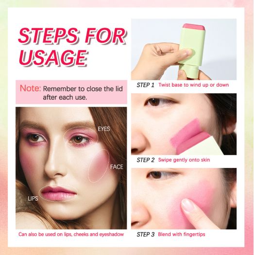 Multi-function Blush Stick Long Lasting Natural Cheek Face Rouge Blusher Cream Waterproof High Brightening Skin Tone Makeup view 5