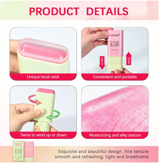 Multi-function Blush Stick Long Lasting Natural Cheek Face Rouge Blusher Cream Waterproof High Brightening Skin Tone Makeup view 7