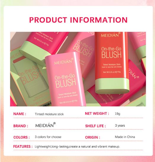Multi-function Blush Stick Long Lasting Natural Cheek Face Rouge Blusher Cream Waterproof High Brightening Skin Tone Makeup view 4