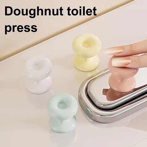 2pcs Donut Shape Easy-to-Use Toilet Press Cleaner Button Switch Set Comfortable Accessory for Effortless Toilet Experience