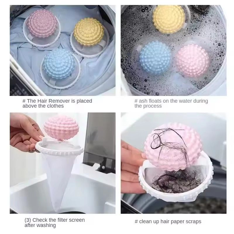 1pc 2 in 1 Laundry Balls Convex Filter Reusable Home Washing Machine Clothes Softener Hair Remove Dirt Clean Solid Laundry Balls