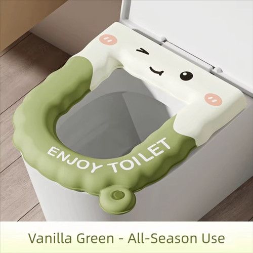 Universal Adhesive Waterproof And Anti Slip Toilet Seat Cover Cartoon Handheld Toilet Seat Gasket Reusable Bathroom Accessory
