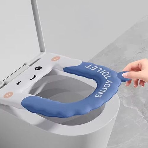 Universal Adhesive Waterproof And Anti Slip Toilet Seat Cover Cartoon Handheld Toilet Seat Gasket Reusable Bathroom Accessory
