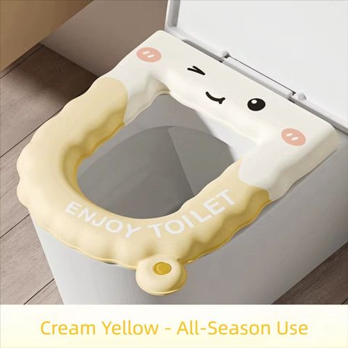 Universal Adhesive Waterproof And Anti Slip Toilet Seat Cover Cartoon Handheld Toilet Seat Gasket Reusable Bathroom Accessory