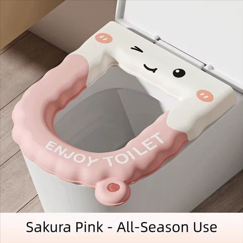 Universal Adhesive Waterproof And Anti Slip Toilet Seat Cover Cartoon Handheld Toilet Seat Gasket Reusable Bathroom Accessory