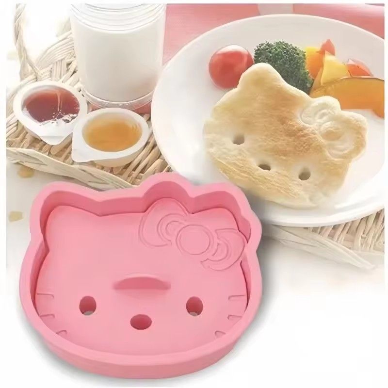 1pc Kawaii 3D Pink Hello Kitty Cookie Baking Mold Cute Cartoon Bow Cake Rice Ball Seal Baking Tool Stamping Gift