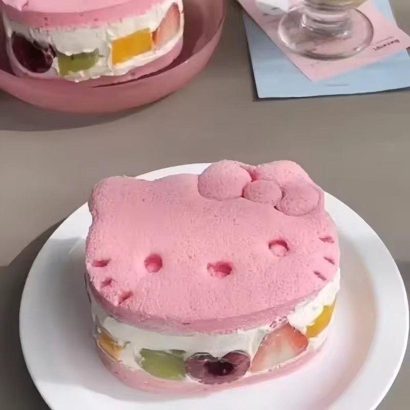 1pc Kawaii 3D Pink Hello Kitty Cookie Baking Mold Cute Cartoon Bow Cake Rice Ball Seal Baking Tool Stamping Gift