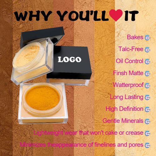 1pc Loose Baking&Setting Powder Long Lasting Oil Control Natural Face Matte Waterproof BrighTening Loose Powder Makeup Cosmetics
