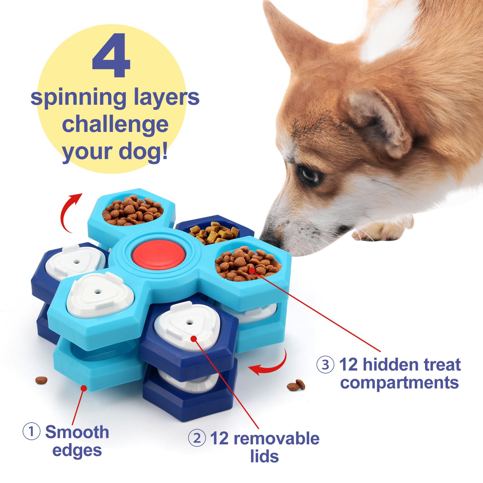 1pc Interactive Slow Feeder Bowl New Durable Latex Dog Cat Puzzle Board Anti Boredom Pet Toy Anti Choking IQ Training Food Dish